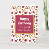 誕生日クリケットプレーパーソナライズされたヤー カード (正面)