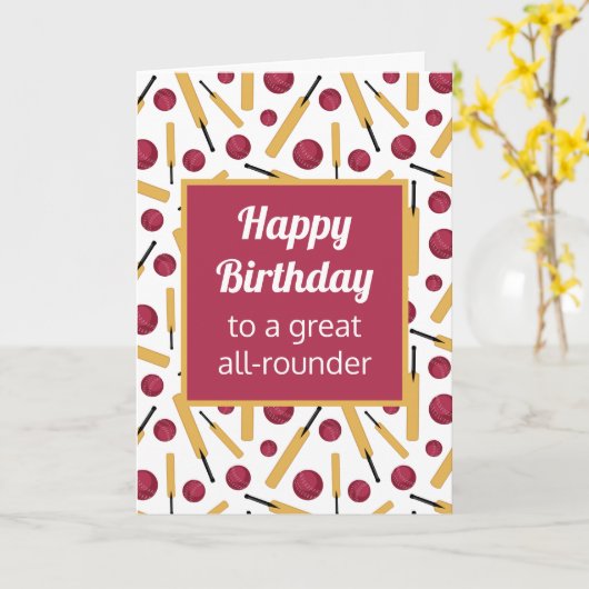 誕生日クリケットプレーパーソナライズされたヤー カード (黄色い花)