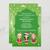 誕生日クリスマスホリデーパーティー 招待状 (正面/裏面)