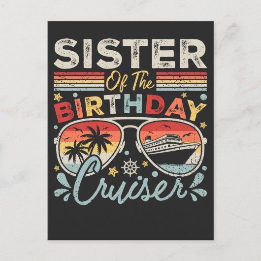 誕生日クルーザーバケーションの姉妹 ポストカード (正面)