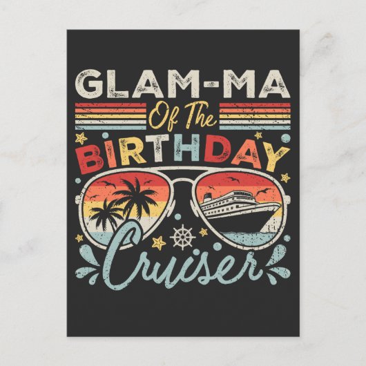 誕生日クルーザー バケーションのグラマ ポストカード (正面)