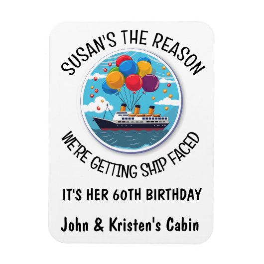 誕生日クルーズおもしろいグルーパーソナライズされたプ マグネット (縦)