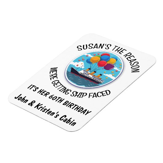 誕生日クルーズおもしろいグルーパーソナライズされたプ マグネット (左側)