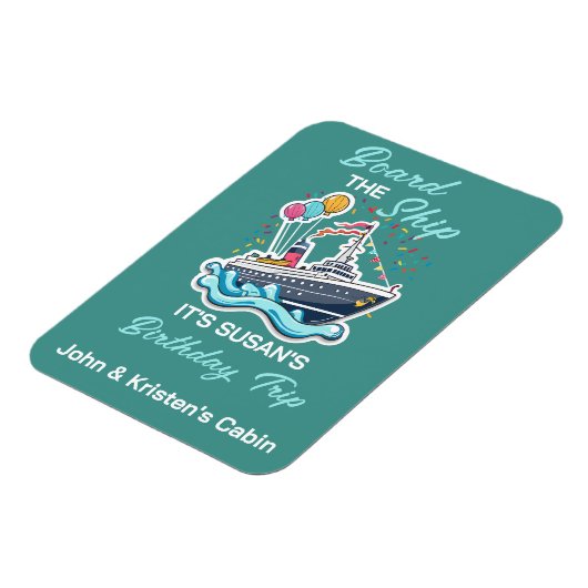 誕生日クルーズおもしろいグループボパーソナライズされたード マグネット (左側)