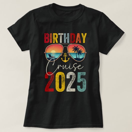 誕生日クルーズスクワッドヴィンテージ2025 Tシャツ (デザイン正面)