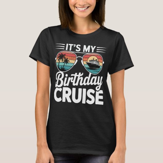 誕生日クルーズ レトロサングラス Tシャツ (正面)
