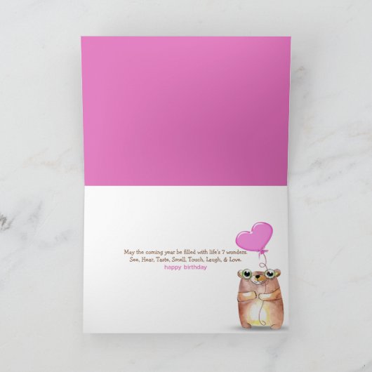 誕生日クレヨンのアートワークおもしろい顔 カード (内部)