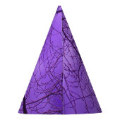 誕生日クロウシルエットツリーブランチ紫色の空 パーティーハット (裏面)