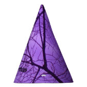 誕生日クロウシルエットツリーブランチ紫色の空 パーティーハット (右)