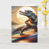 誕生日クロコダイオンザサーフボード カード (黄色い花)