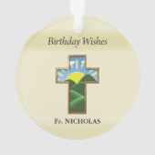 誕生日クロス司祭パーソナライズされた オーナメント (裏面)