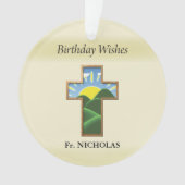 誕生日クロス司祭パーソナライズされた オーナメント (正面)