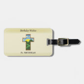 誕生日クロス司祭パーソナライズされた ラゲッジタグ (正面横)