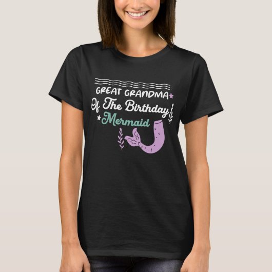誕生日クールの人魚の日のおばあちゃん Tシャツ (正面)