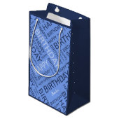 誕生日クールブルース名前をカスタムする スモールペーパーバッグ (正面アングル)