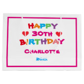 誕生日クール任意の年齢名前をカスタムするかわいいカラフル ラージペーパーバッグ (裏面)