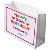 誕生日クール任意の年齢名前をカスタムするかわいいカラフル ラージペーパーバッグ (裏面アングル)