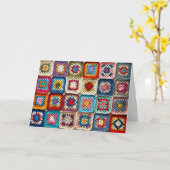 誕生日グラニースクエアクロシェットキルト カード (黄色い花)