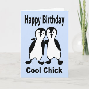誕生日グラフィックスタイルかわいいコミックペンギンカップル カード