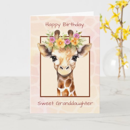 誕生日グランドドータースイートサファリジャングルキリン カード (黄色い花)