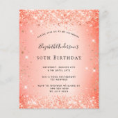 誕生日グリッターオレンジの予算招待 チラシ (正面)