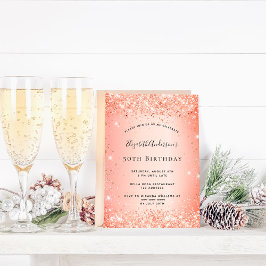 誕生日グリッターオレンジグリッター 招待状