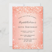 誕生日グリッターオレンジグリッター 招待状 (正面)