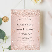 誕生日グリッターバラ金ゴールド金属輝 招待状