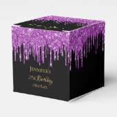 誕生日グリッターブラックパープルスパークルモノグラム フェイバーボックス (正面サイド)