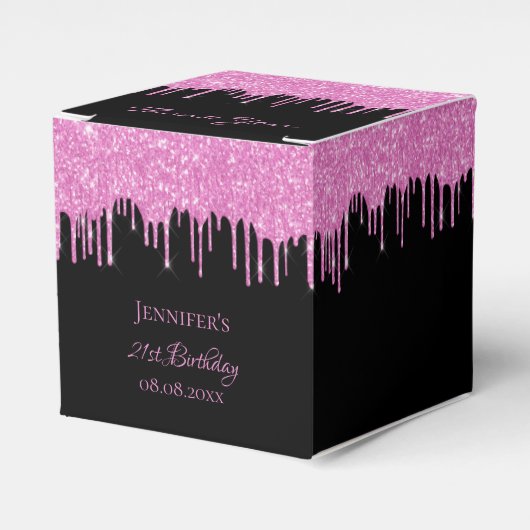 誕生日グリッターブラックピンクグリッター乾燥 フェイバーボックス (正面サイド)