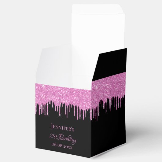 誕生日グリッターブラックピンクグリッター乾燥 フェイバーボックス (オープン)