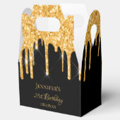 誕生日グリッターブラック金ゴールドスパークルモノグラム名 フェイバーボックス (オープン)