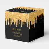 誕生日グリッターブラック金ゴールドスパークルモノグラム名 フェイバーボックス (正面サイド)