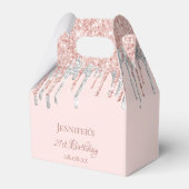 誕生日グリッター赤面ピンクシルバーモノグラム フェイバーボックス (正面サイド)