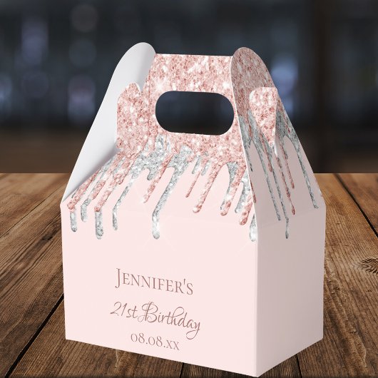 誕生日グリッター赤面ピンクシルバーモノグラム フェイバーボックス