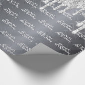 誕生日グリッター銀スパークル箔モノグラム ラッピングペーパー (角)