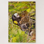 誕生日グリーティングイエローテールブラックコッカトゥー ジグソーパズル (縦)