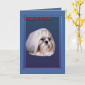 誕生日グリーティングカードとシーズー（犬）Tzu カード (黄色い花)