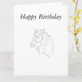 誕生日グリーティングカードの馬のスケッチ カード (黄色い花)