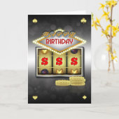 誕生日グリーティングカードカジノテーマとスロット カード (黄色い花)