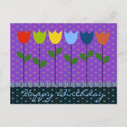 誕生日グリーティングカード:チューリップ ポストカード (正面)