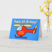 誕生日グリーティングカード(男の子用) |トイヘリコプター カード (黄色い花)