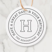 誕生日グリーティングシックモダンファミリーモノグラム フェイバータグ (裏面)