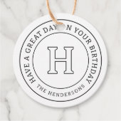 誕生日グリーティングシックモダンファミリーモノグラム フェイバータグ (正面)