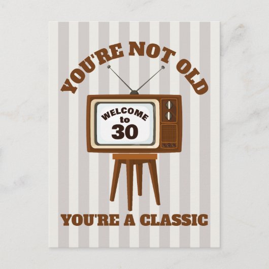 誕生日グリーティングユーモアレトロヴィンテージテレビ ポストカード (正面)