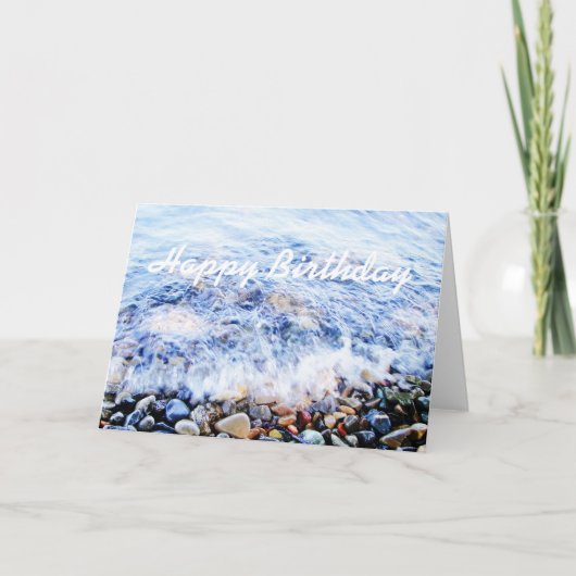 誕生日グリーンカードブルー波 カード (正面)