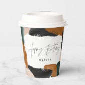 誕生日グリーンテラコッタモダン抽象芸術エレガント 紙コップ (裏面)