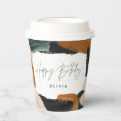 誕生日グリーンテラコッタモダン抽象芸術エレガント 紙コップ (正面)