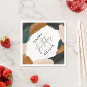 誕生日グリーンテラコッタ抽象芸術水彩 スタンダードカクテルナプキン (インサイチュ)