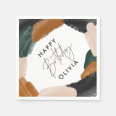 誕生日グリーンテラコッタ抽象芸術水彩 スタンダードカクテルナプキン (正面)